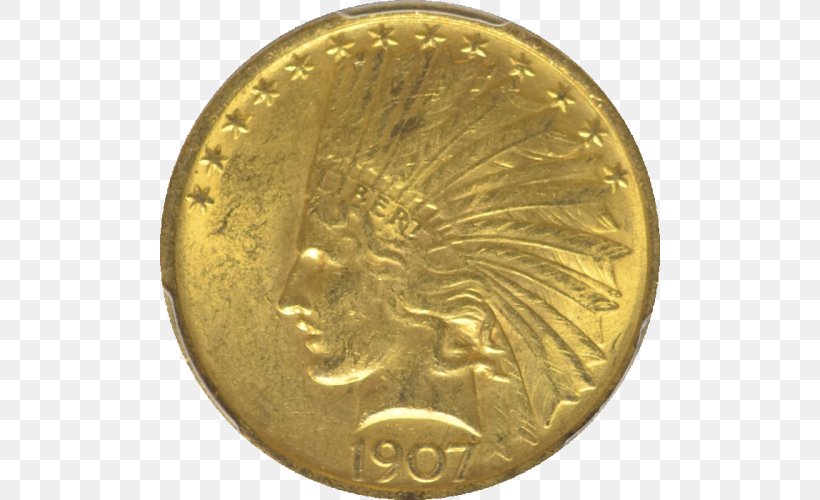 Coin Indian Head Gold Pieces American Gold Eagle, PNG, 500x500px, Coin, American Gold Eagle, Brass, Currency, Eagle Download Free