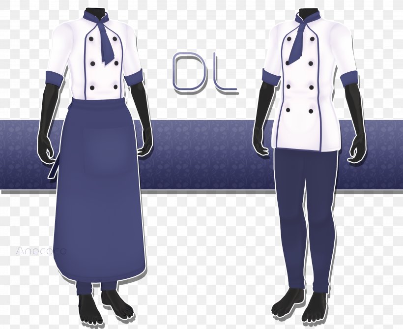 Clothing Chef's Uniform MikuMikuDance Hatsune Miku And Future Stars: Project Mirai, PNG, 2987x2439px, Clothing, Art, Blue, Chef, Costume Download Free