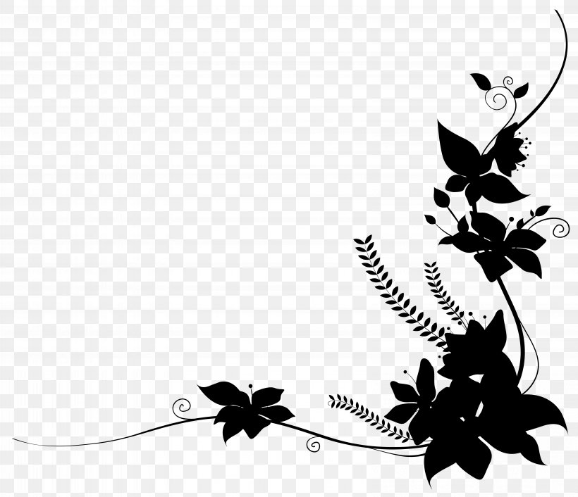 Insect Clip Art Silhouette Desktop Wallpaper Flower, PNG, 6364x5486px, Insect, Black M, Blackandwhite, Botany, Branch Download Free
