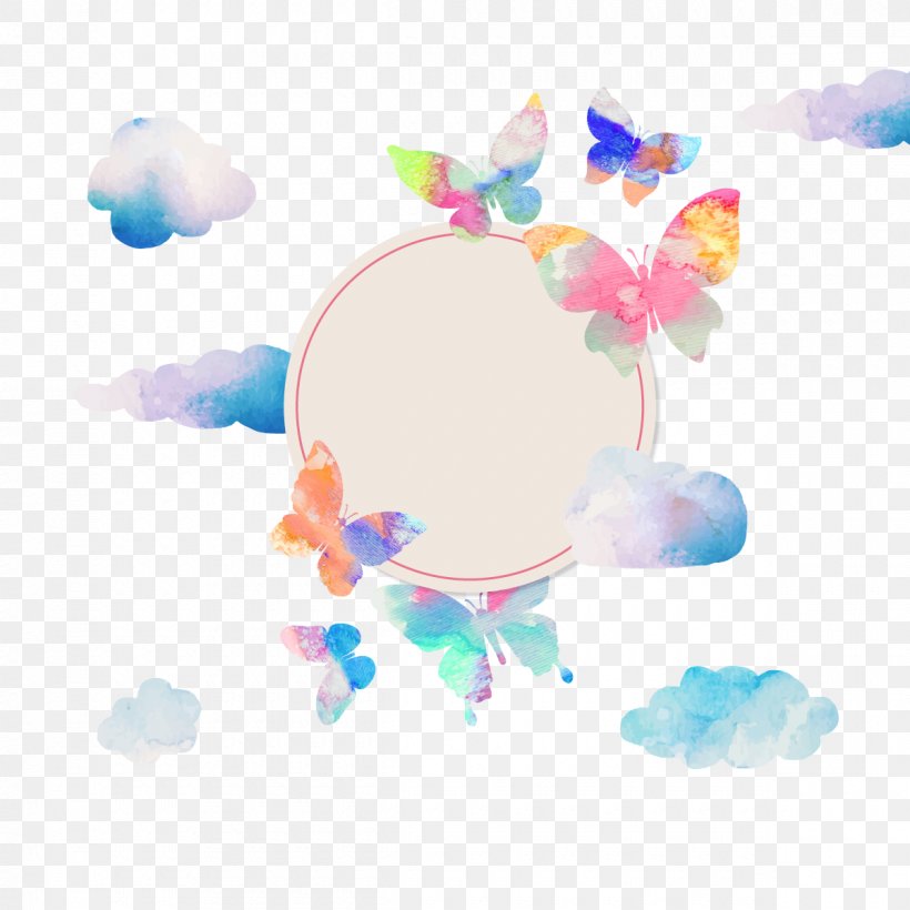 Butterfly Euclidean Vector Watercolor Painting, PNG, 1200x1200px, Butterfly, Art, Blue, Drawing, Flower Download Free