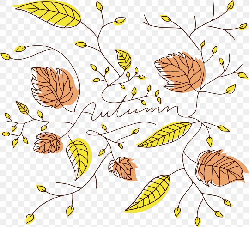 Autumn Tree Branch, PNG, 3000x2733px, Watercolor, Autumn, Branch, Drawing, Floral Design Download Free