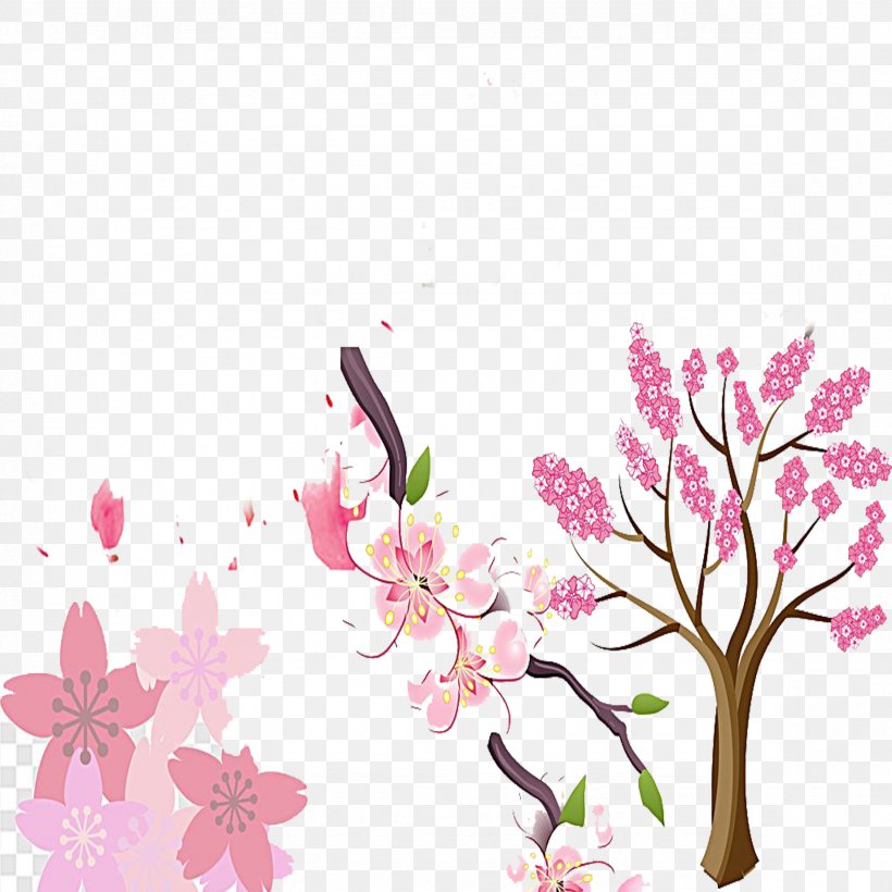 Cherry Blossom Cerasus, PNG, 2362x2363px, Cherry, Blossom, Branch, Cartoon, Cerasus Download Free