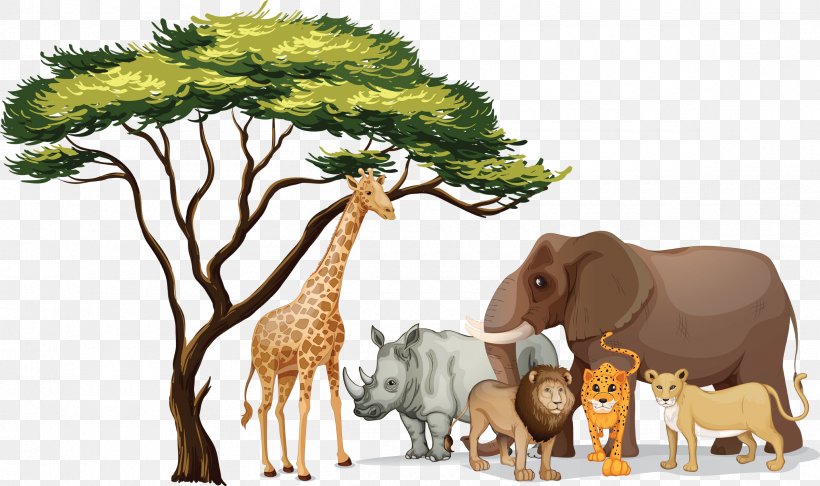 African Trees Clip Art, PNG, 2400x1425px, African Trees, Baobab, Cattle Like Mammal, Deer, Fauna Download Free