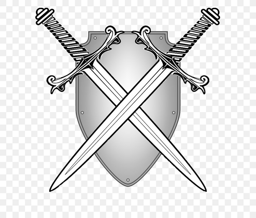 Two Swords Clip Art, PNG, 600x700px, Sword, Baskethilted Sword, Black And White, Cold Weapon, Drawing Download Free
