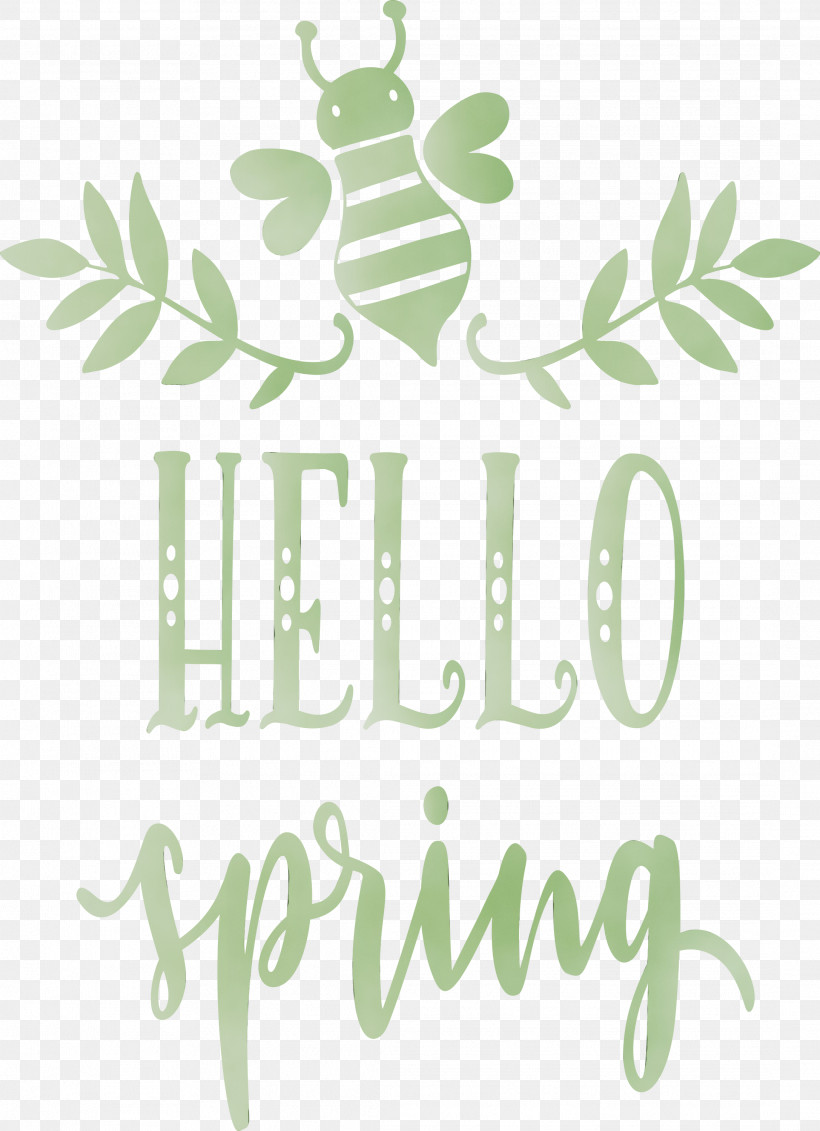 Green Leaf Text Font Logo, PNG, 2174x3000px, Hello Spring, Green, Leaf, Logo, Paint Download Free