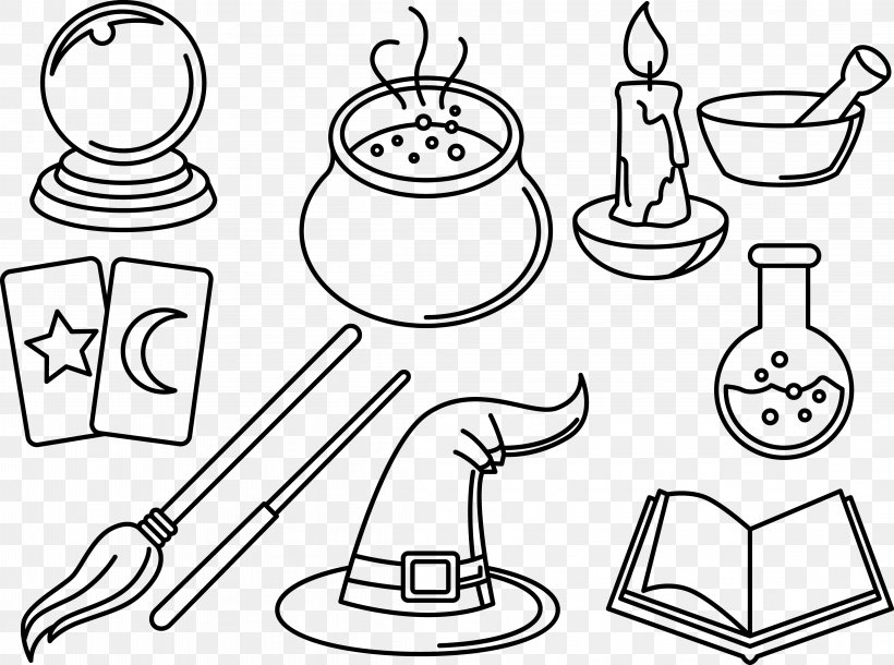 Magic Wand Boszorkxe1ny, PNG, 4447x3311px, Magic, Black And White, Cartoon, Cookware And Bakeware, Drawing Download Free