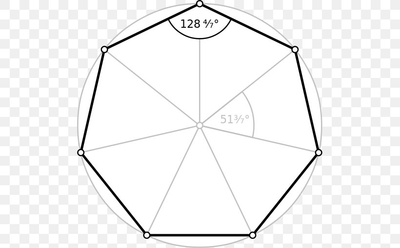 Heptagon Internal Angle Regular Polygon Hexagon, PNG, 503x509px, Heptagon, Area, Black And White, Degree, Drawing Download Free