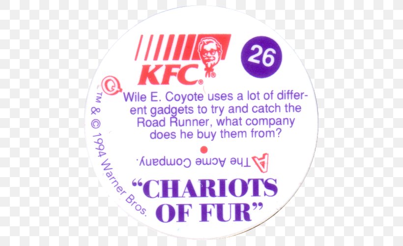 Coyote Looney Tunes Milk Caps KFC Juice, PNG, 500x500px, Coyote, Area, Bobcat, Bottle, Brand Download Free