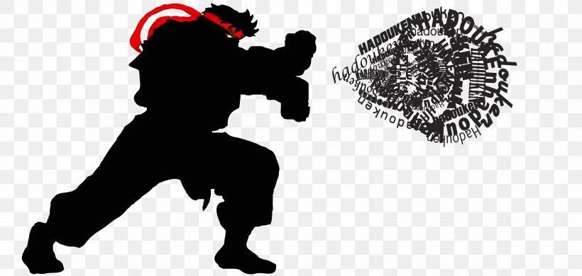 Super Street Fighter II Turbo HD Remix Street Fighter II: The World Warrior Street Fighter V Ryu, PNG, 3600x1716px, Street Fighter Ii The World Warrior, Black And White, Capcom, Decal, Fictional Character Download Free