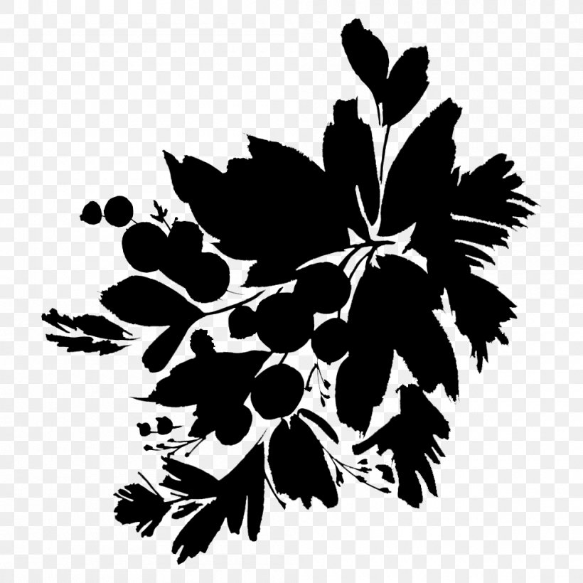 Flowering Plant Font Silhouette Leaf, PNG, 1000x1000px, Flower, Art, Blackandwhite, Botany, Branch Download Free