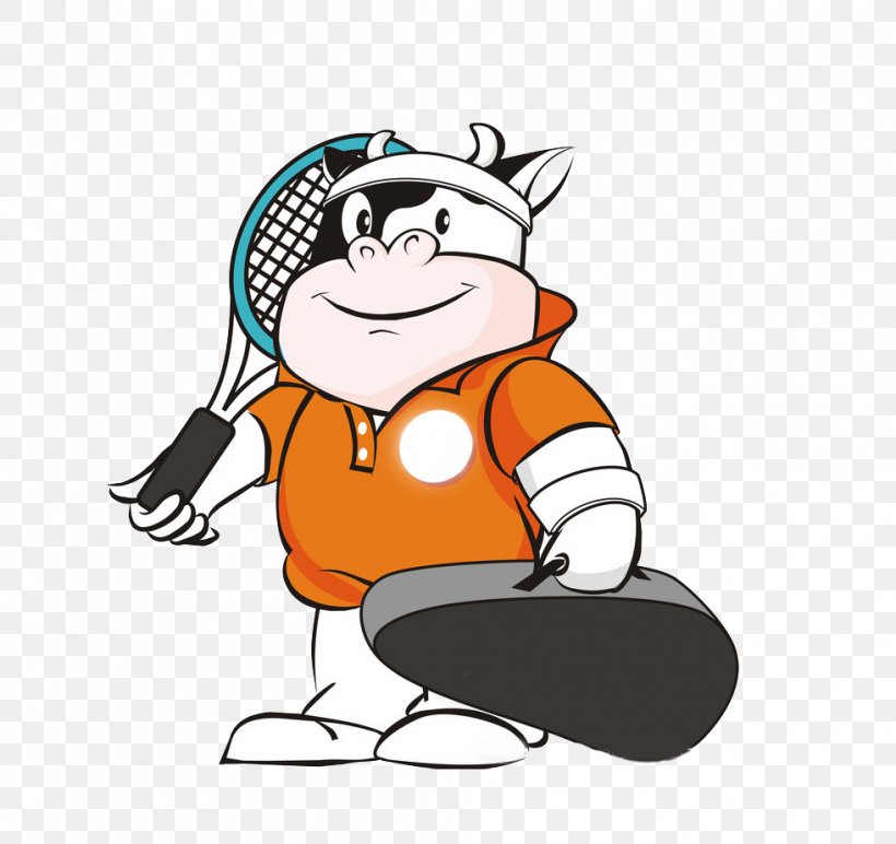 Cattle Cartoon Tennis, PNG, 981x924px, Cattle, Animation, Art, Athlete, Cartoon Download Free