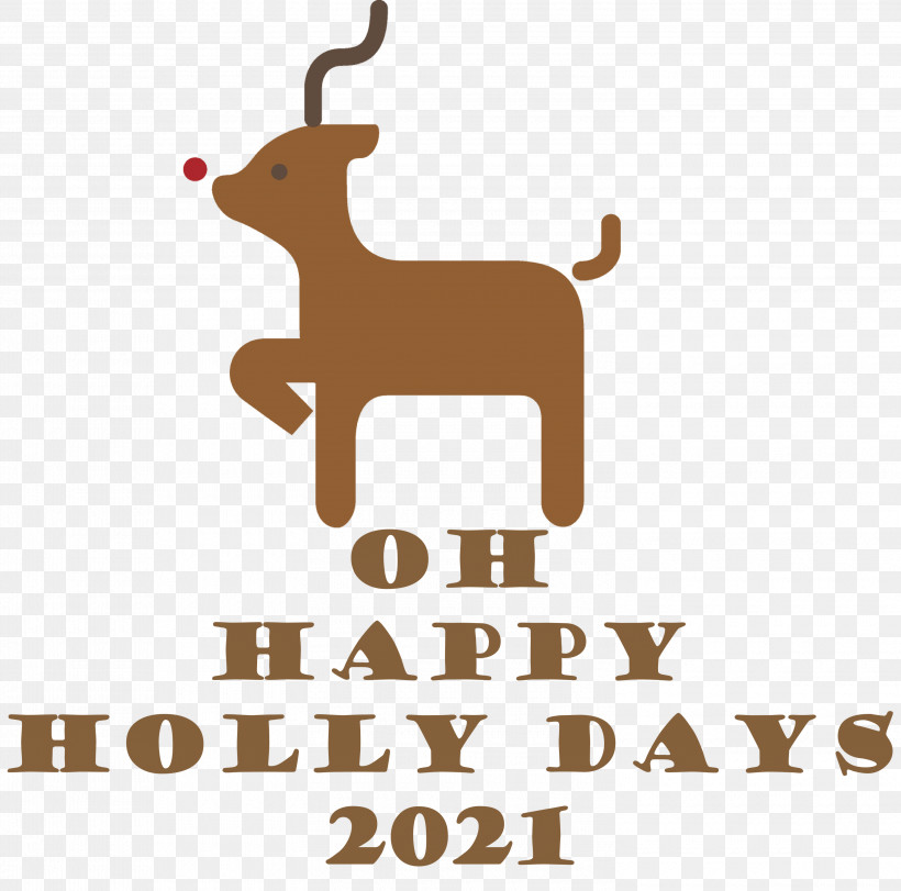 Happy Holly Days Christmas, PNG, 3000x2969px, Christmas, Deer, Dog, Line, Logo Download Free