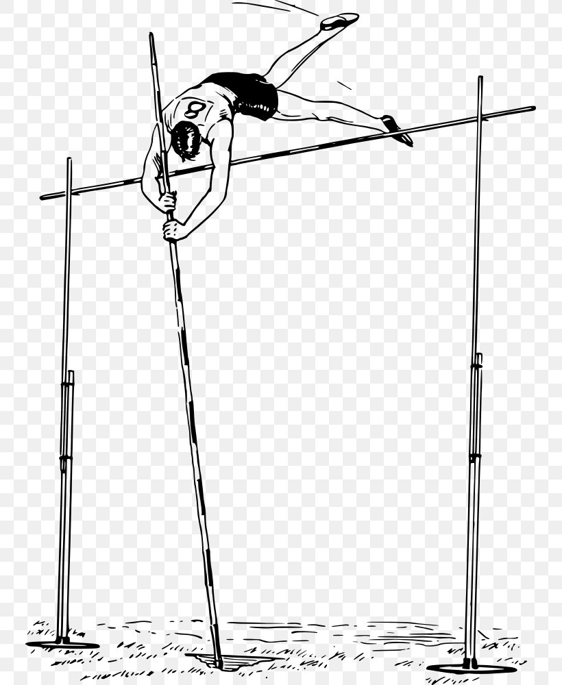 Pole Vault Track & Field Clip Art, PNG, 745x1000px, Pole Vault, Area, Arm, Artwork, Black And White Download Free
