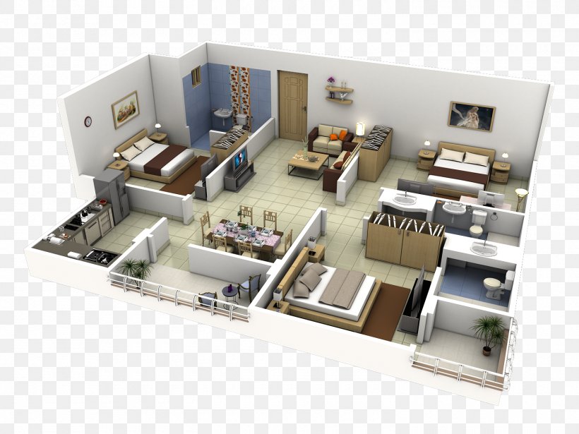 Interior Design Services 3D Floor Plan House, PNG, 1500x1125px, 3d