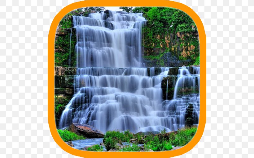 Desktop Wallpaper Waterfall Download Wallpaper, PNG, 512x512px, 4k Resolution, Waterfall, Android, Aptoide, Body Of Water Download Free