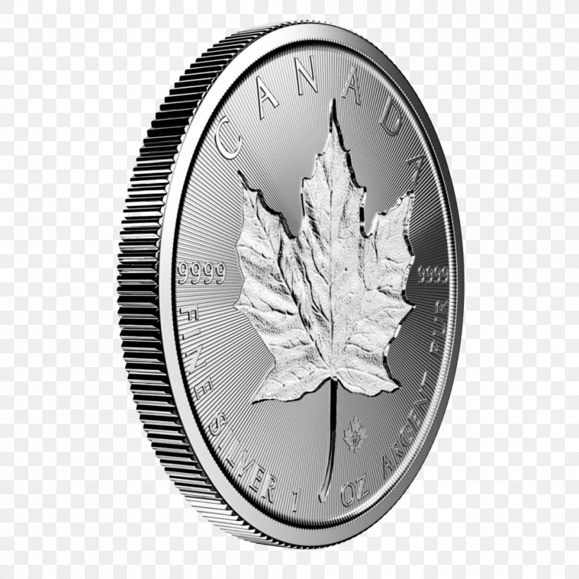 Canadian Silver Maple Leaf Canadian Gold Maple Leaf Bullion Coin, PNG, 1000x1000px, Canadian Silver Maple Leaf, Black And White, Bullion, Bullion Coin, Canadian Gold Maple Leaf Download Free