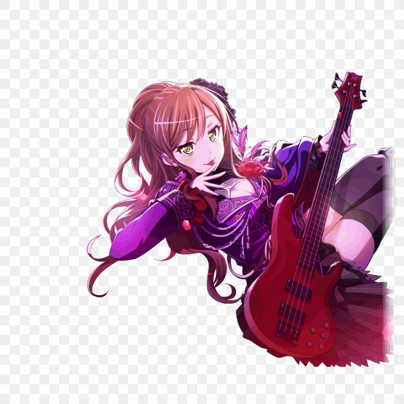 BanG Dream! Girls Band Party! Bassist Seiyu Roselia, PNG, 1024x1024px, Watercolor, Cartoon, Flower, Frame, Heart Download Free
