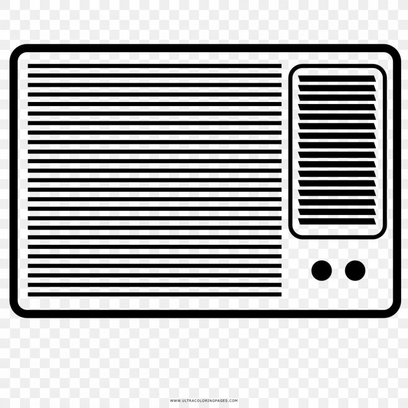 Air Conditioning Drawing Refrigerator Home Appliance Condenser, PNG, 1000x1000px, Air Conditioning, Air, Air Purifiers, Black, Black And White Download Free