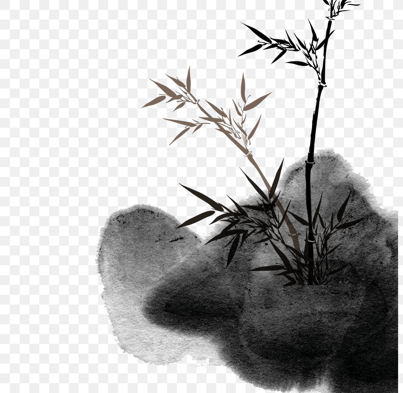 Bamboo Drawing Ink Painting, PNG, 800x800px, Bamboo, Art, Bamboo Painting, Black And White, Branch Download Free