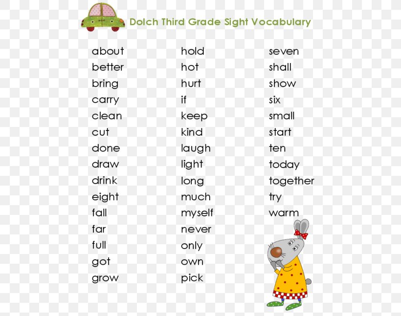 Sight Word Dolch Word List Phonics Vocabulary Learning, PNG, 500x647px, Sight Word, Area, Article, Child, Dolch Word List Download Free