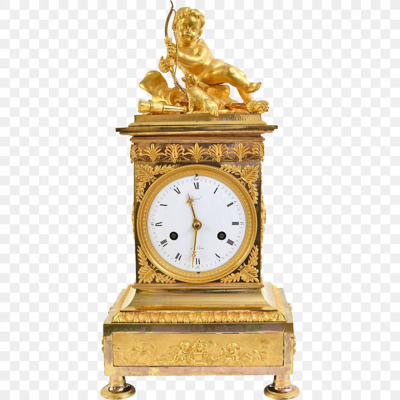 French Empire Mantel Clock Ormolu Bronze, PNG, 1236x1236px, 19th Century, Clock, Antique, Automaton, Brass Download Free