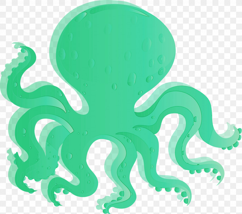 Green Octopus Animal Figure Octopus Giant Pacific Octopus, PNG, 3000x2656px, Watercolor, Animal Figure, Giant Pacific Octopus, Green, Octopus Download Free