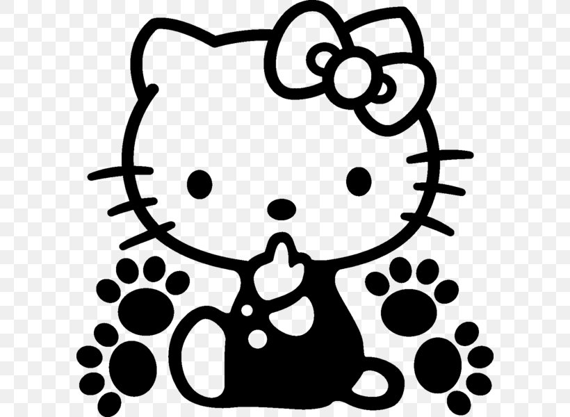 Hello Kitty Wall Decal Bumper Sticker Png 600x600px Hello Kitty Art Artwork Black Black And White