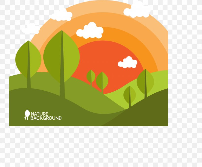 Cartoon Sunrise Illustration, PNG, 1271x1052px, Cartoon, Brand, Grass, Green, Landscape Download Free