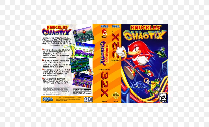 Knuckles' Chaotix Sonic & Knuckles Sonic Heroes Virtua Fighter Tails, PNG, 500x500px, Sonic Knuckles, Advertising, Game, Knuckles The Echidna, Mega Drive Download Free