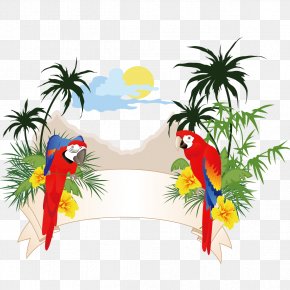 Sunrise Landscape - True Parrot Bird Illustration PNG