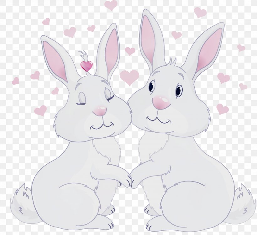 Rabbit Rabbits And Hares White Cartoon Pink, PNG, 3000x2750px, Watercolor, Animal Figure, Cartoon, Nose, Paint Download Free