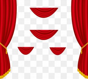 Transparent Red Curtains Decoration Clipart - Theater Drapes And Stage Curtains Window Clip Art PNG