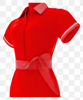 Realistic 3d Wear Red Day - Elegant Red Dress With Belt PNG