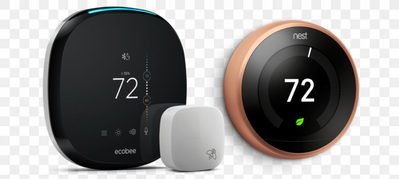 Smart Thermostat Ecobee Nest Learning Thermostat Nest Labs, PNG, 1200x540px, Thermostat, Amazon Alexa, Ecobee, Electronic Device, Electronics Download Free