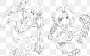 Winry Rockbell Edward Elric Alphonse Elric Alex Louis Armstrong Line Art PNG