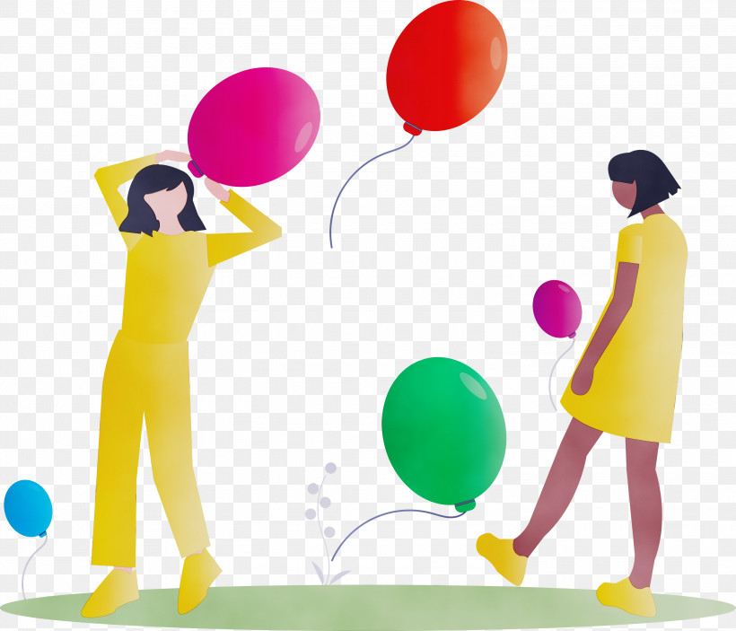 Balloon Yellow Interaction Party Supply Conversation, PNG, 3000x2572px, Party, Balloon, Conversation, Gesture, Interaction Download Free