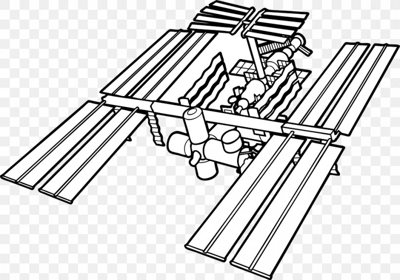 International Space Station Drawing Clip Art, PNG, 960x673px, International Space Station, Area, Black And White, Docking And Berthing Of Spacecraft, Drawing Download Free