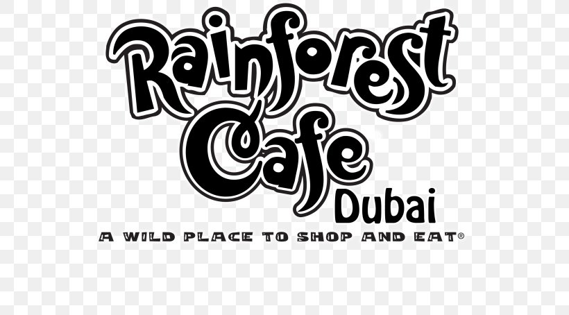 Rainforest Cafe Dubai Restaurant Cuisine Of The United States Tropical Rainforest, PNG, 600x454px, Rainforest Cafe, Area, Black And White, Brand, Calligraphy Download Free