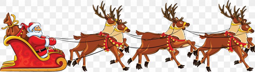 Ded Moroz Santa Claus Christmas Sled, PNG, 2852x817px, Ded Moroz, Ansichtkaart, Christmas, Deer, Donkey Download Free