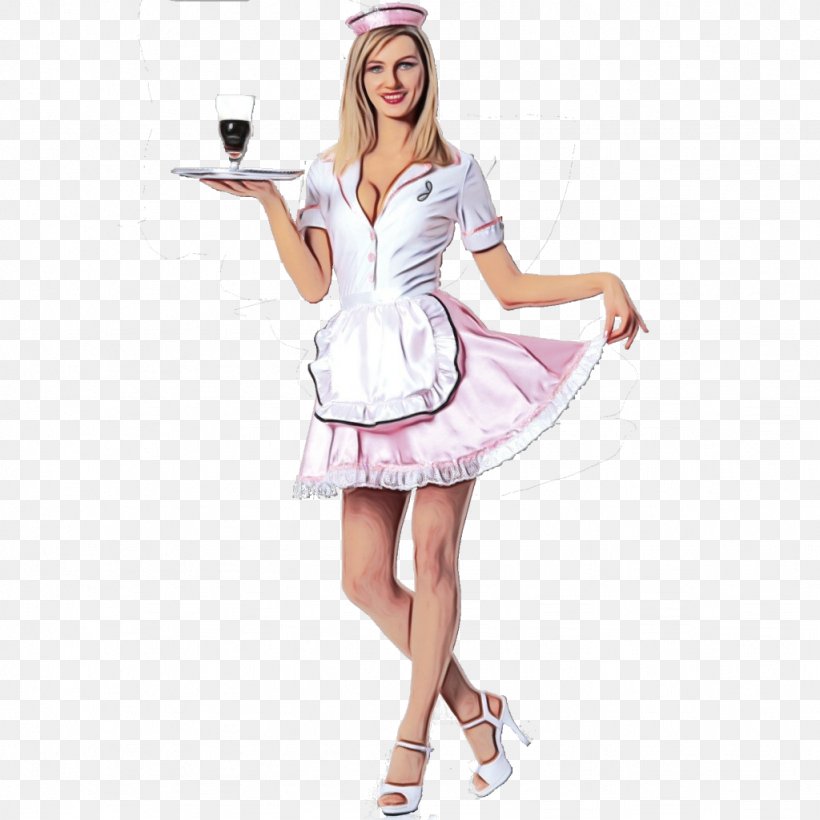 Clothing White Costume Pink Dress, PNG, 1024x1024px, Watercolor, Clothing, Costume, Dress, Fictional Character Download Free