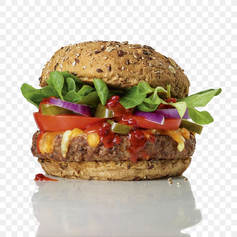 Hamburger Buffalo Burger Veggie Burger Cheeseburger Beef, PNG, 850x850px, Hamburger, American Food, Baked Goods, Beef, Breakfast Sandwich Download Free