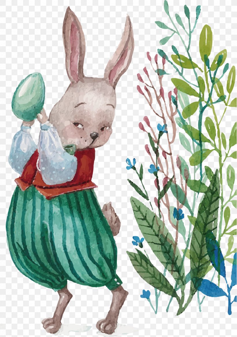 Easter Bunny Rabbit Illustration, PNG, 1234x1755px, Easter Bunny, Art, Cartoon, Easter, Easter Basket Download Free