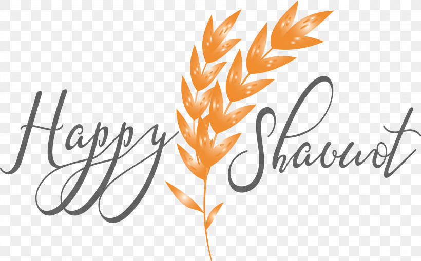 Happy Shavuot Shavuot Shovuos, PNG, 3000x1864px, Happy Shavuot, Calligraphy, Leaf, Logo, Orange Download Free