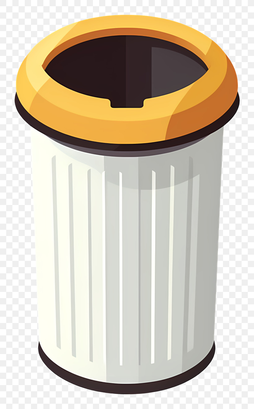 Isometric Style - Garbage Bin With Yellow Lid PNG