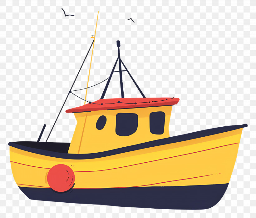 Boat - Yellow Fishing Boat Illustration PNG