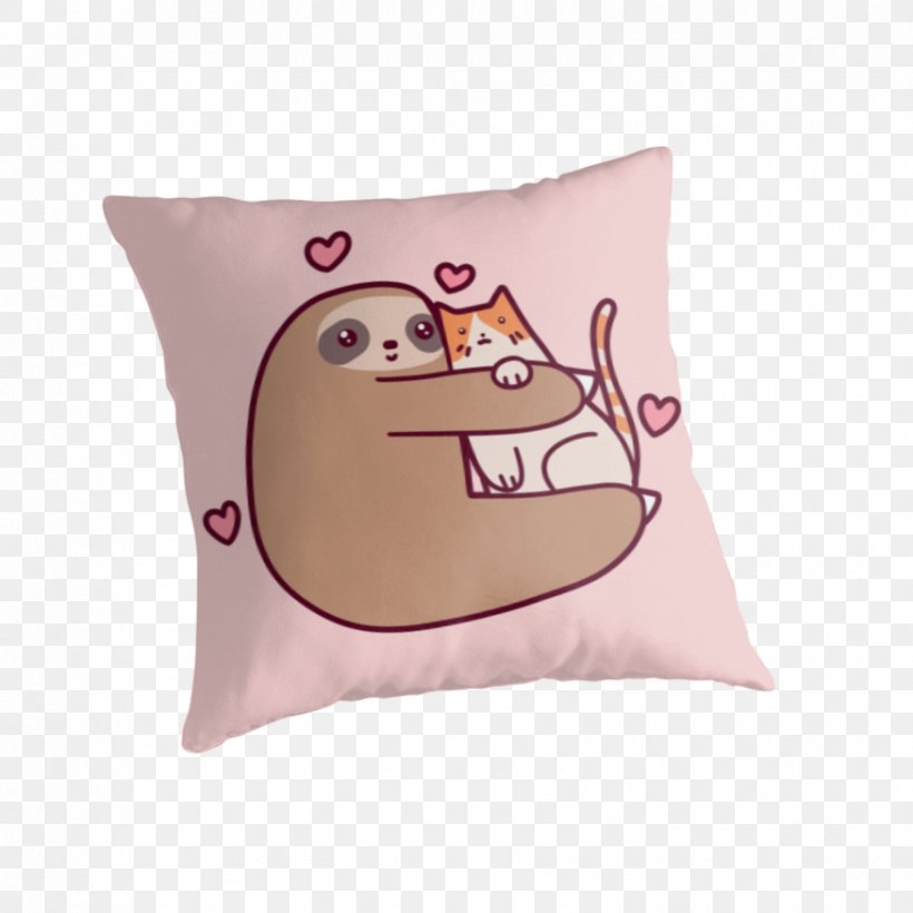 Art Throw Pillows Cat Sloth, PNG, 875x875px, Art, Acrylic Paint, Cat, Cushion, Material Download Free