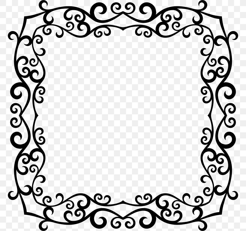 Borders And Frames Picture Frames Clip Art, PNG, 768x768px, Borders And Frames, Area, Black, Black And White, Flower Download Free