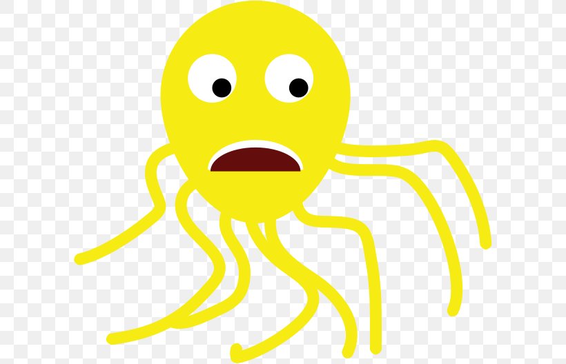 Octopus Smiley Yellow Clip Art, PNG, 606x528px, Octopus, Art, Emoticon, Invertebrate, Organism Download Free