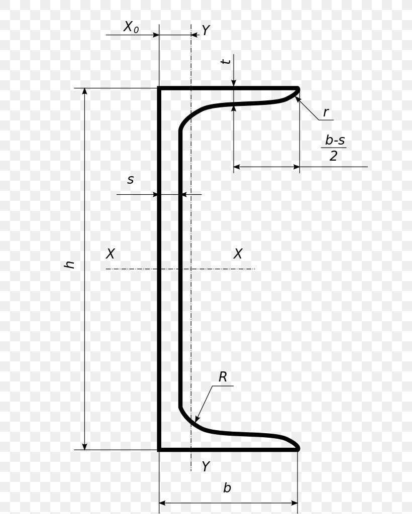 Structural Channel Walzrunden Steel /m/02csf Length, PNG, 647x1024px, Structural Channel, Area, Black And White, Diagram, Drawing Download Free
