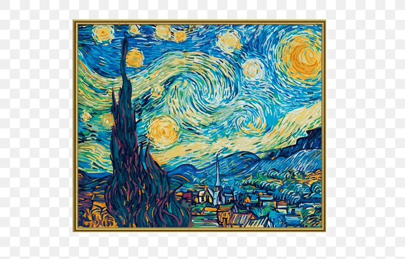 The Starry Night Paint By Number Painting Art, PNG, 525x525px, Starry Night, Acrylic Paint, Art, Artist, Artwork Download Free
